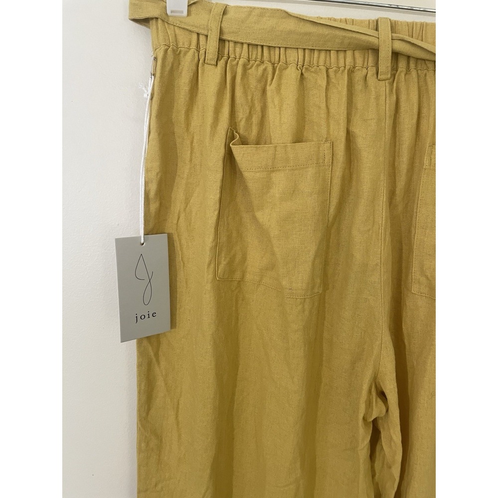 Joie Linen Blend Mustard Yellow Wide Leg Pants Large Beachy Minimalist Lagenlook - Picture 5 of 6